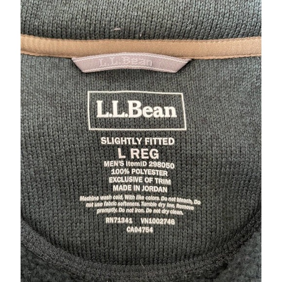 LL Bean Mens Large Pullover Fleece Snap T Green Sweatshirt Jacket - Picture 4 of 7